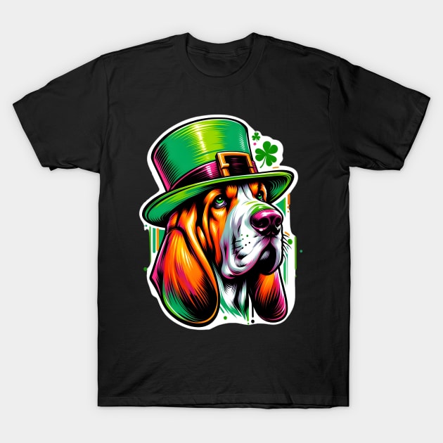 Bloodhound in Saint Patrick's Day Festive Mood T-Shirt by ArtRUs